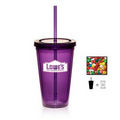 16 Oz. Double Wall Tumbler Cup with Chewing Gum -Purple